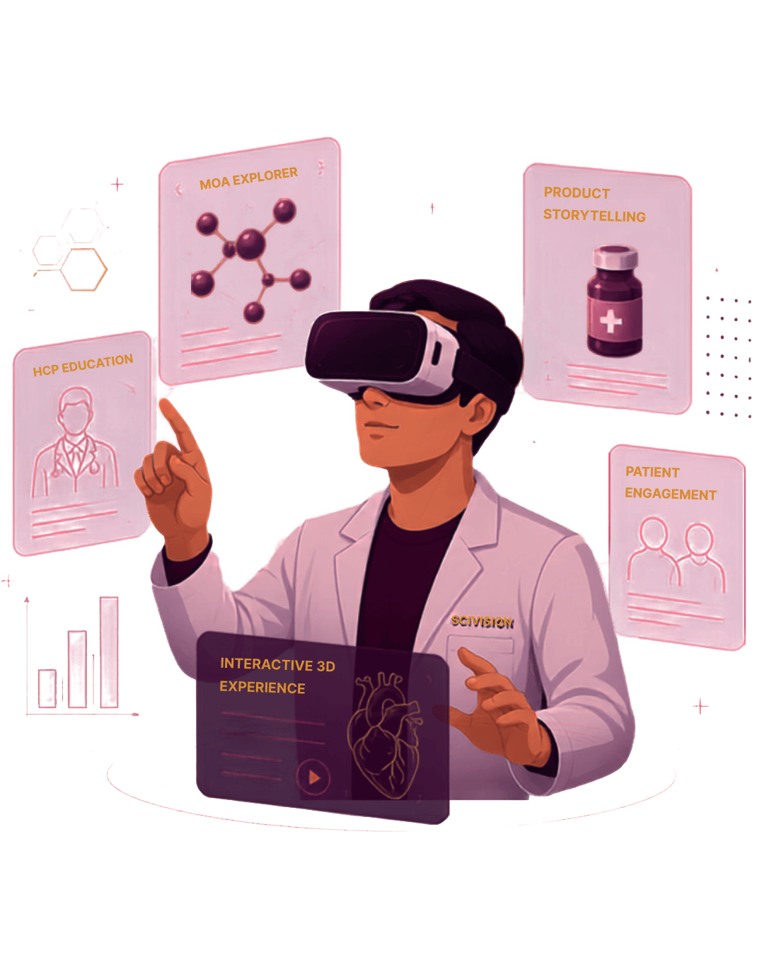 Sci-Vision AR and VR for pharma — immersive HCP education, MOA explorer, and interactive 3D experiences